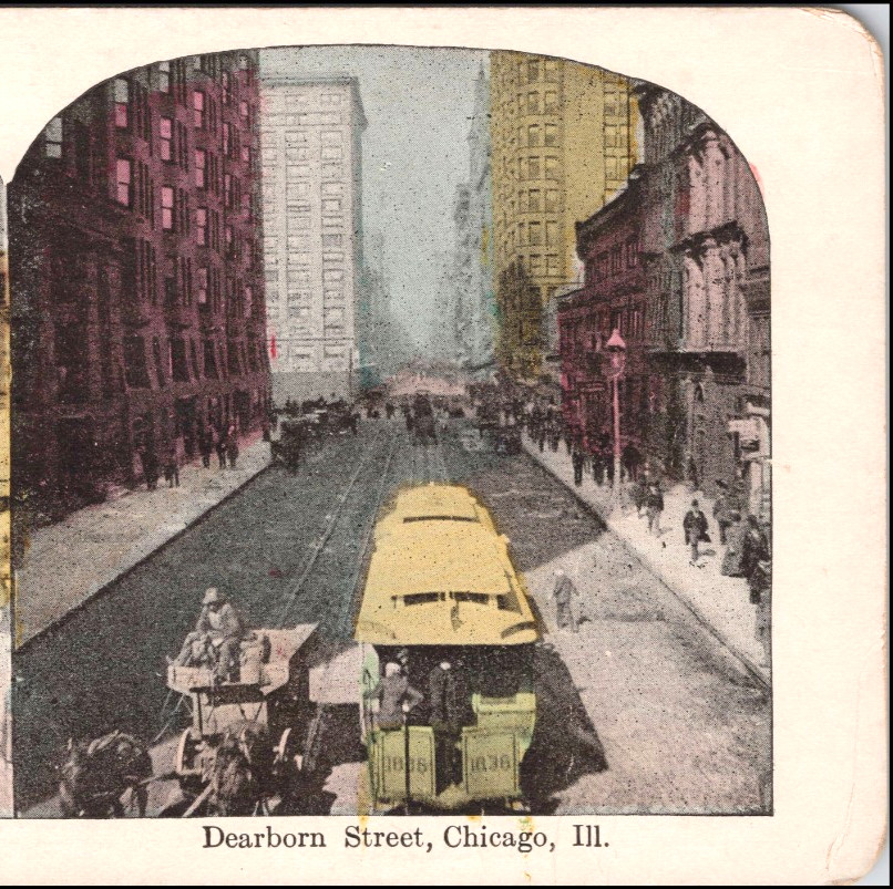 Dearborn Street, Chicago, Ill.–Stereoview #LD83