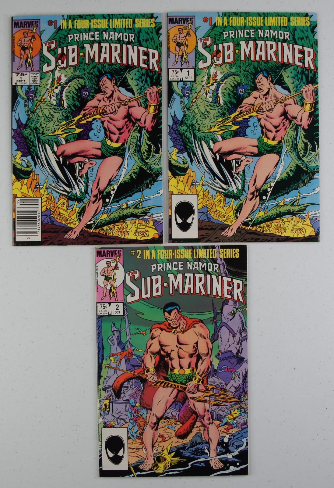 Prince Namor, Sub-Mariner, #1 (x2) & 2, NM 3-Issue Lot, 1984, Limited Series