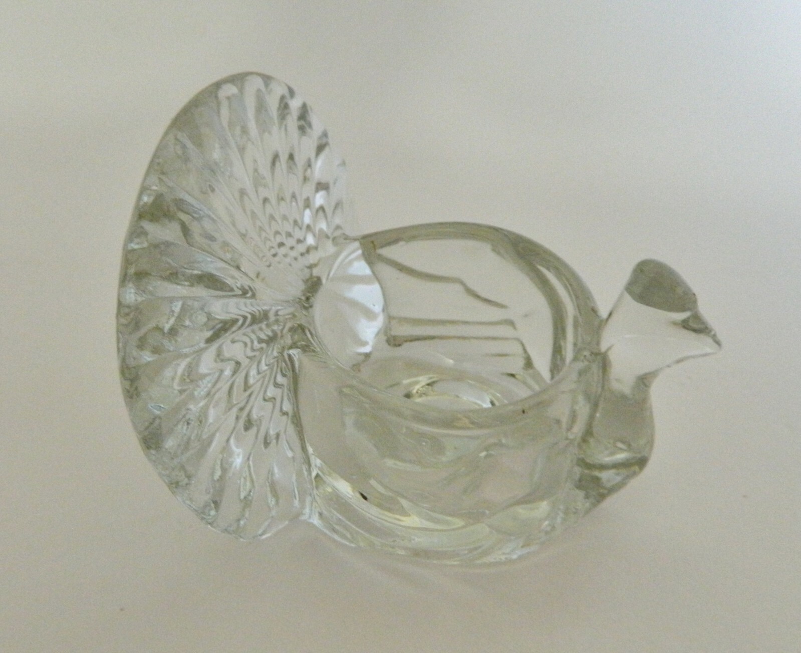 Turkey Avon Tea Light Votive Candle Holder Clear Art Pressed Glass 1970’s