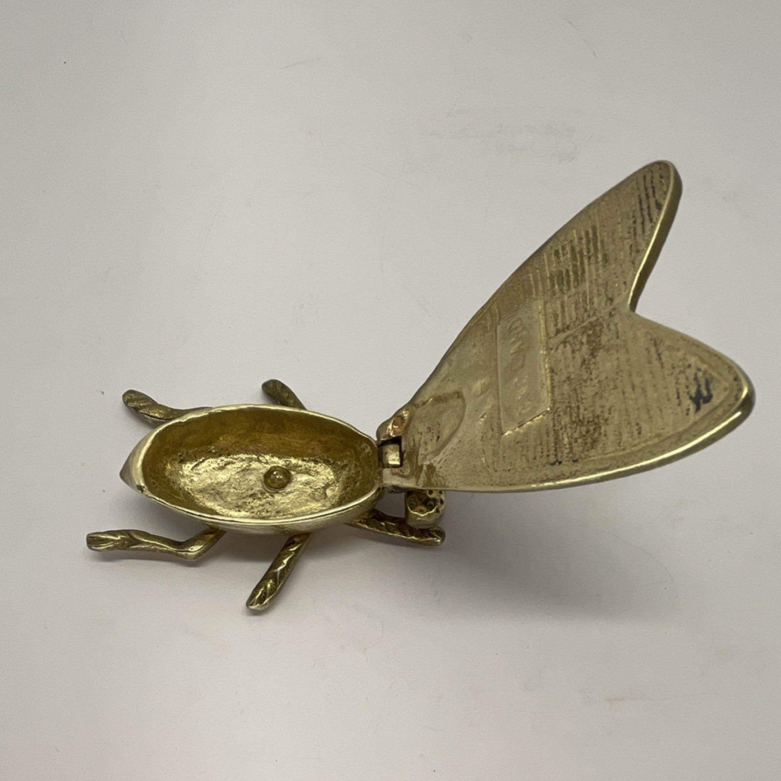 Brass Fly Shaped Hinged Lid Decorative Box Antique Brass Animal Theme