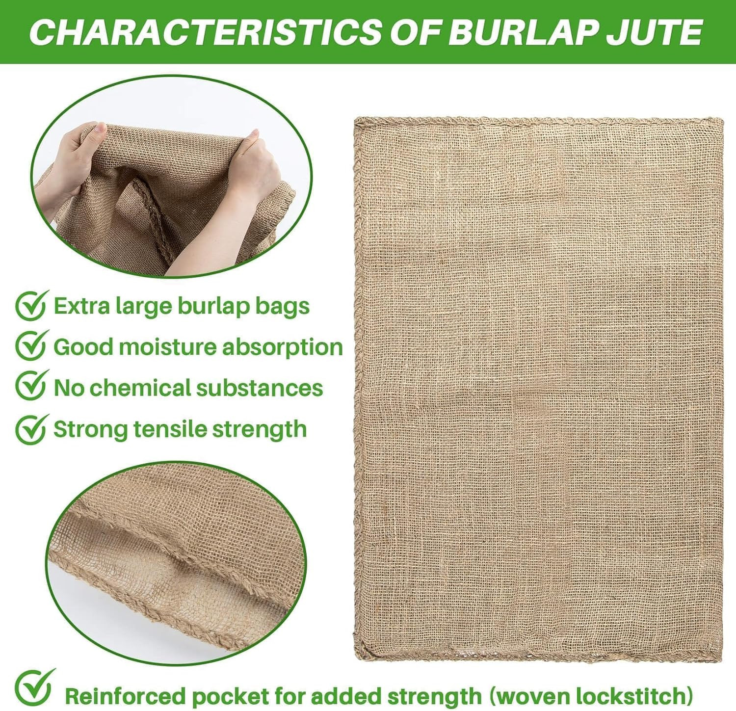 2 PCS Burlap Sacks Bulk – Natural Burlap Bags for Potato Sack Race, Plant Grow B