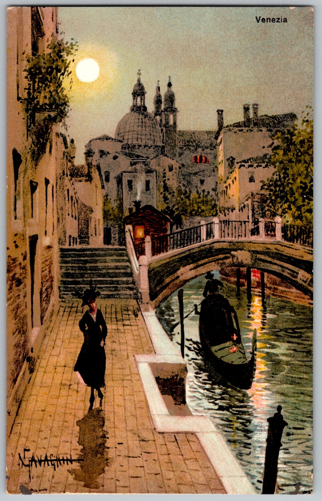 Antique Standard Postcard Venice Gondola Canal Venezia IT 1910s