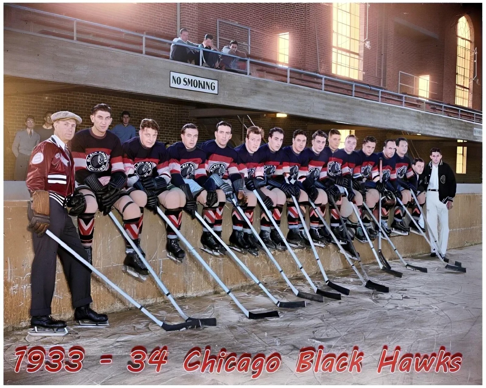 1933-34 Chicago Black Hawks Team Colorized 8×10 print-free shipping