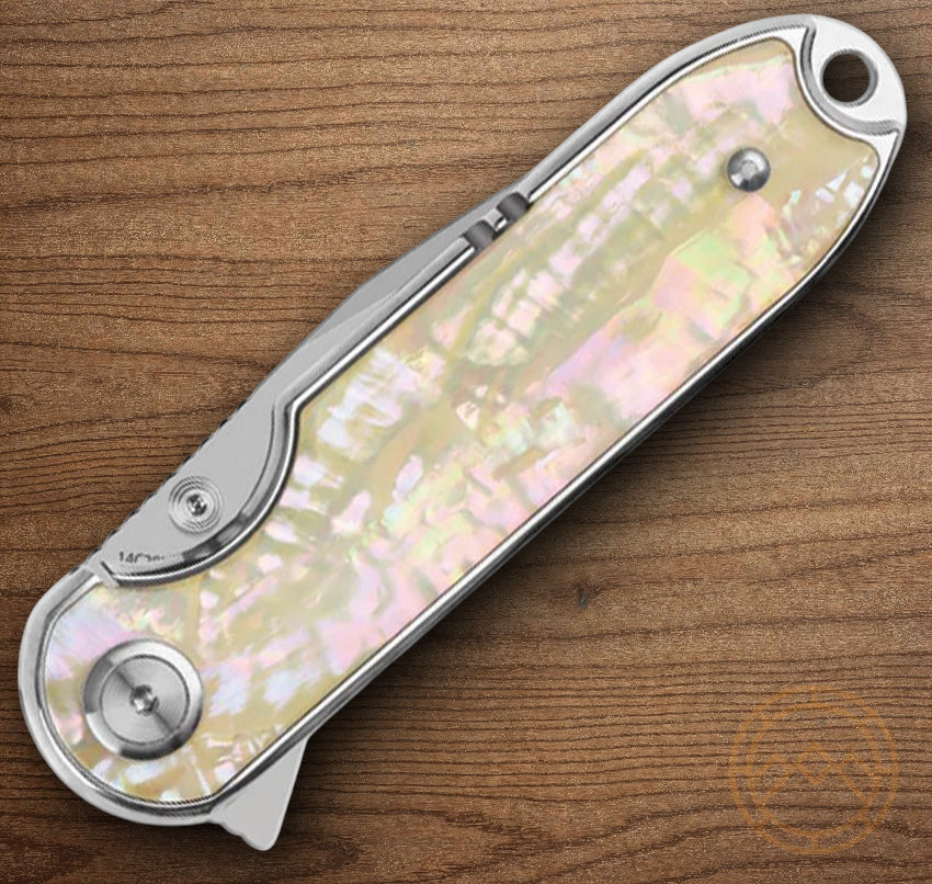 QSP Knife Nebula Folding Knife 3″ 14C28N Steel Blade Mother Of Pearl Handle