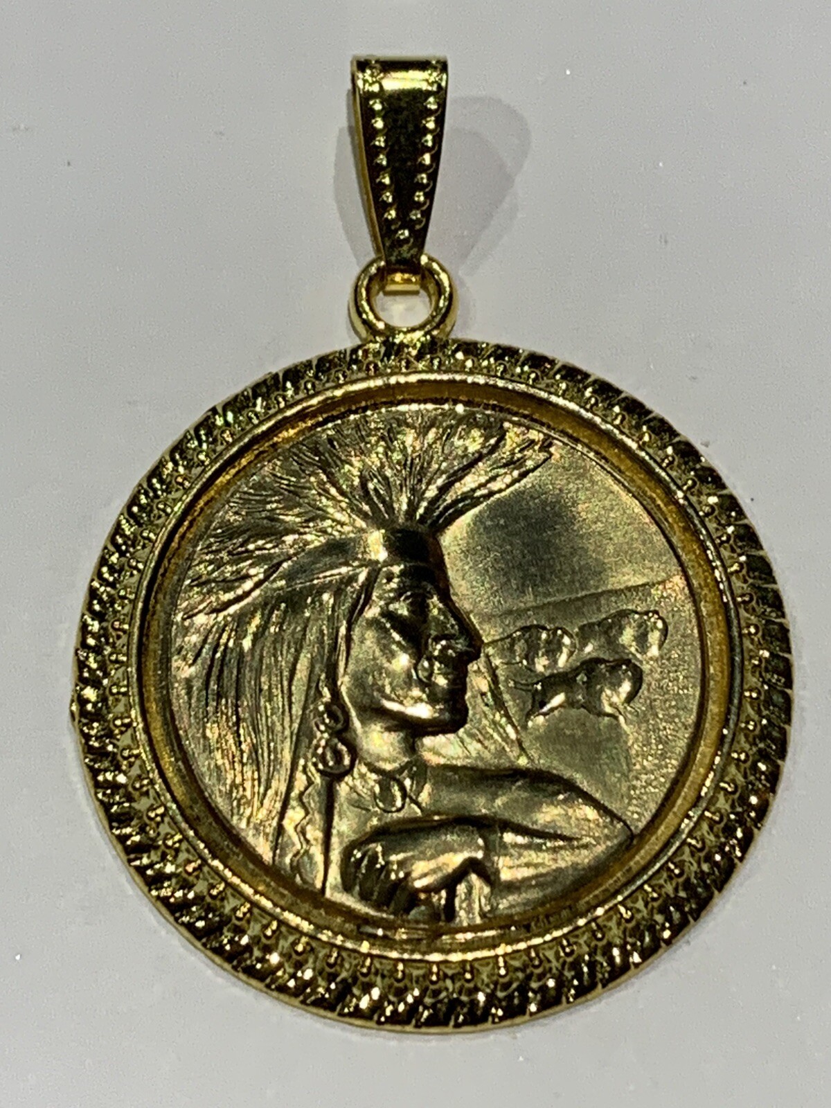 40% Off *HANDCRAFTED VINTAGE NATIVE AMERICAN CHIEF PENDANT.brass-NEW
