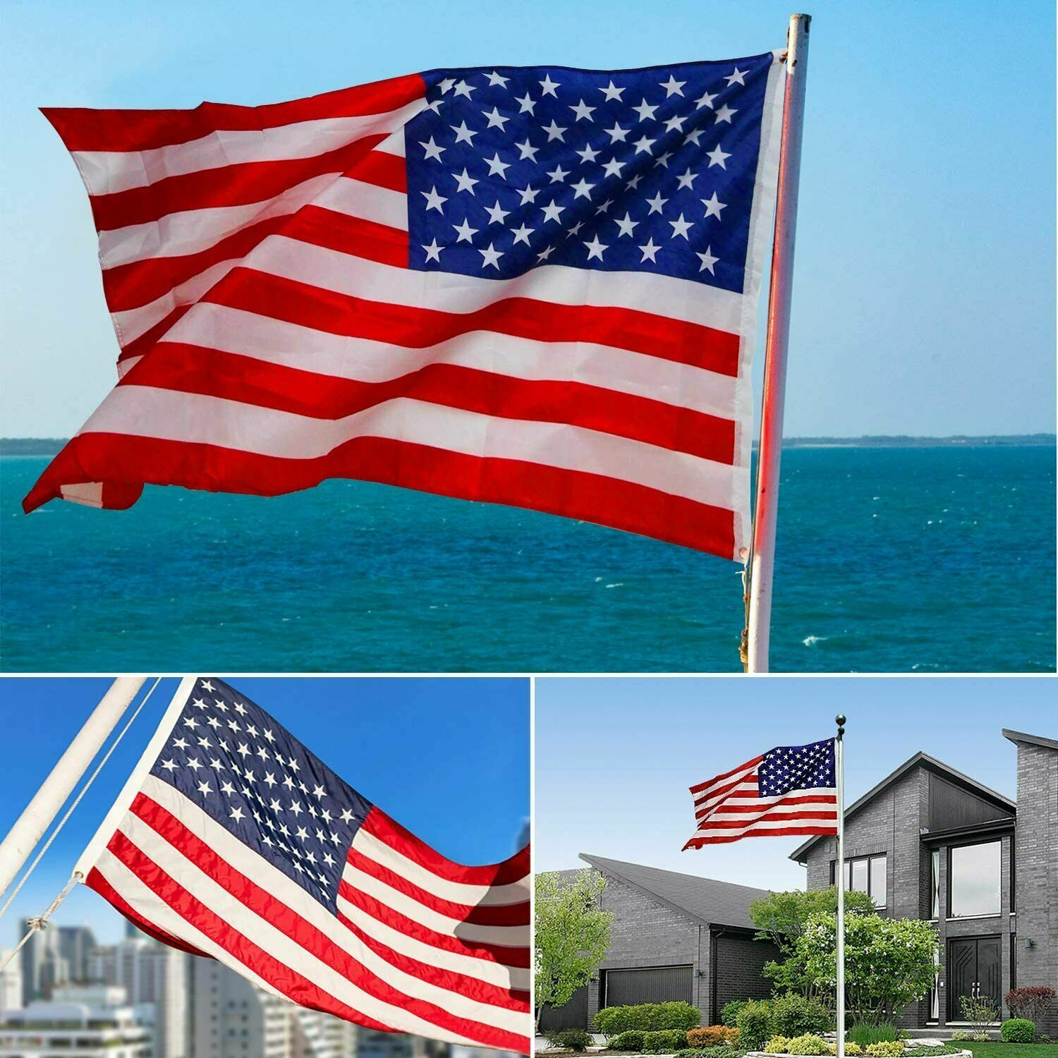 2’x3′ FT American Flag Polyester Stripes Stars US U.S.A Flag With Brass Grommets