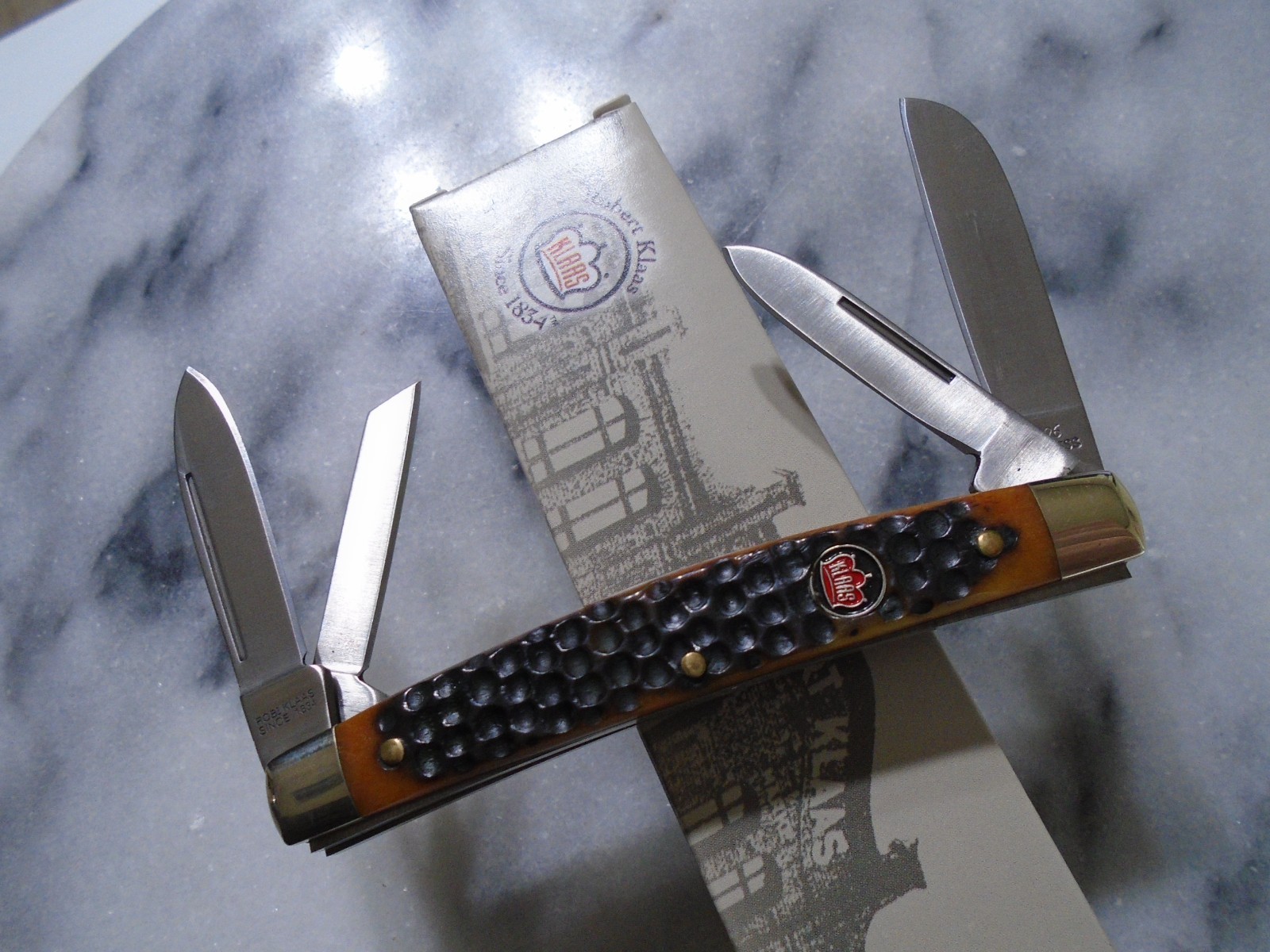 Robert Klaas Kissing Crane 4 Blade Congress Pocket Knife KC6426BR Jig Bone New