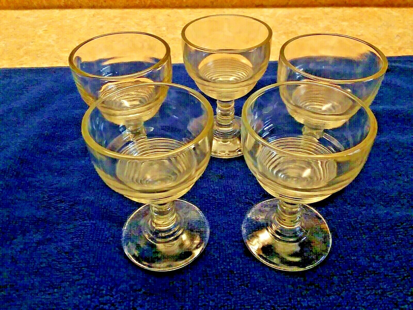 5 – stemmed 2oz LIQUOR SHOT GLASSES Footed Stemmed Fluted Barware