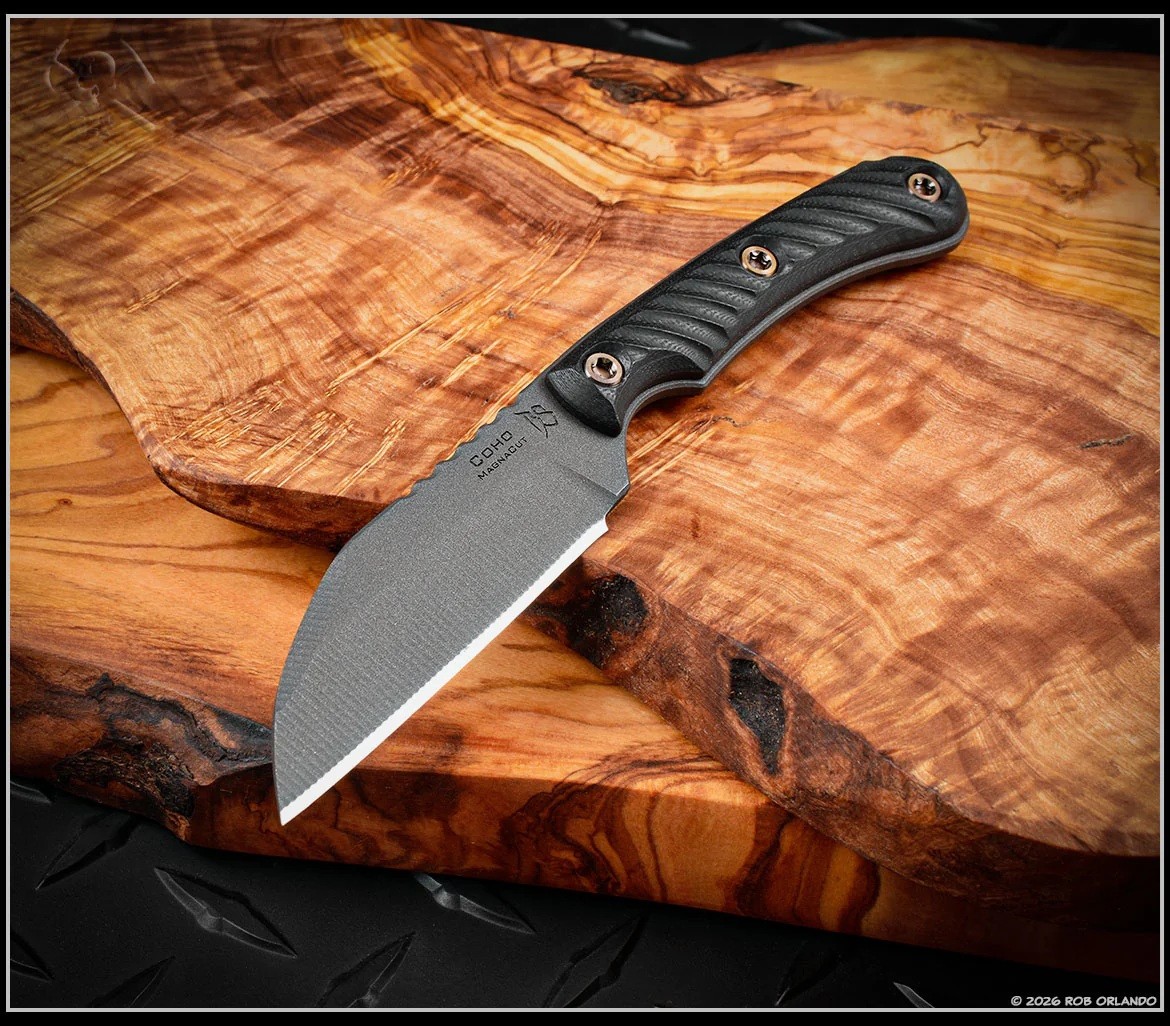 RMJ Tactical Coho Fixed Blade Knife Tungsten MagnaCut Blade Black G-10 w/Sheath