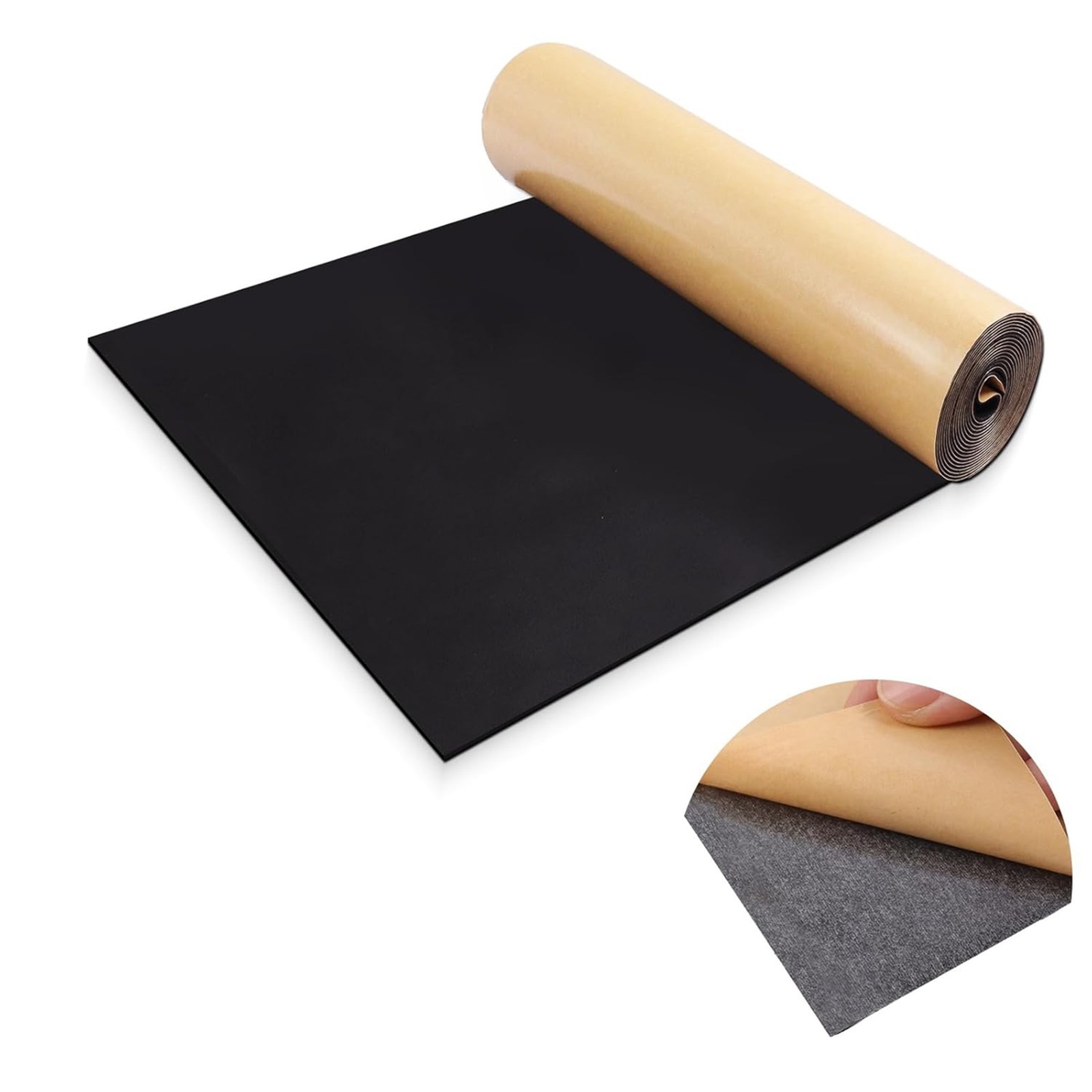 Neoprene Foam Padding Rubber Sheets with Adhesive 12×1/16×59 Inches Black