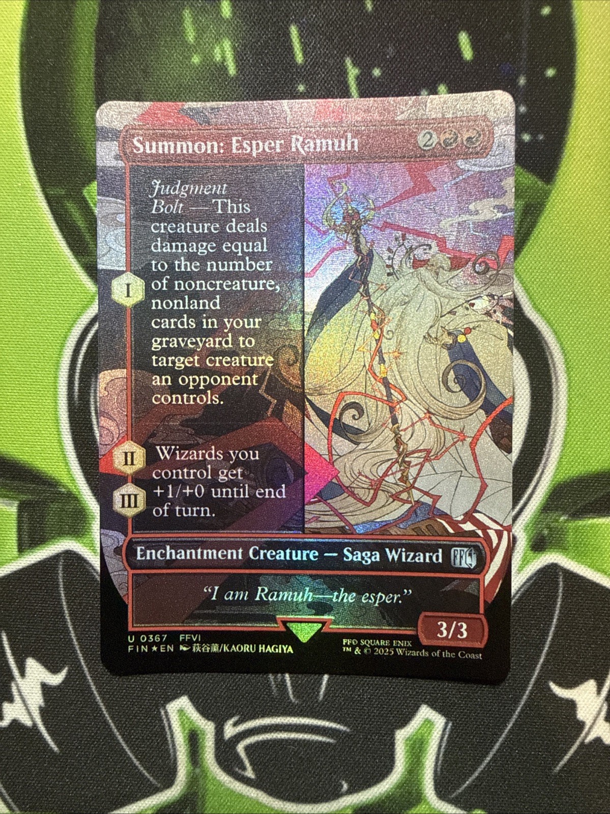 Summon: Esper Ramuh (Borderless FOIL) U 0367 Final Fantasy Magic Mtg