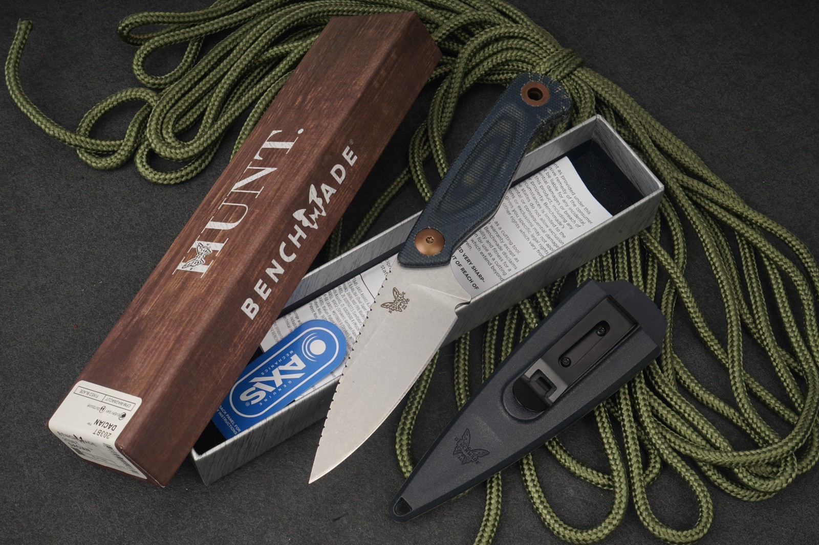 Benchmade Dacian CPM-MagnaCut Fixed Blade Blue Denim Micarta Sheath New USA