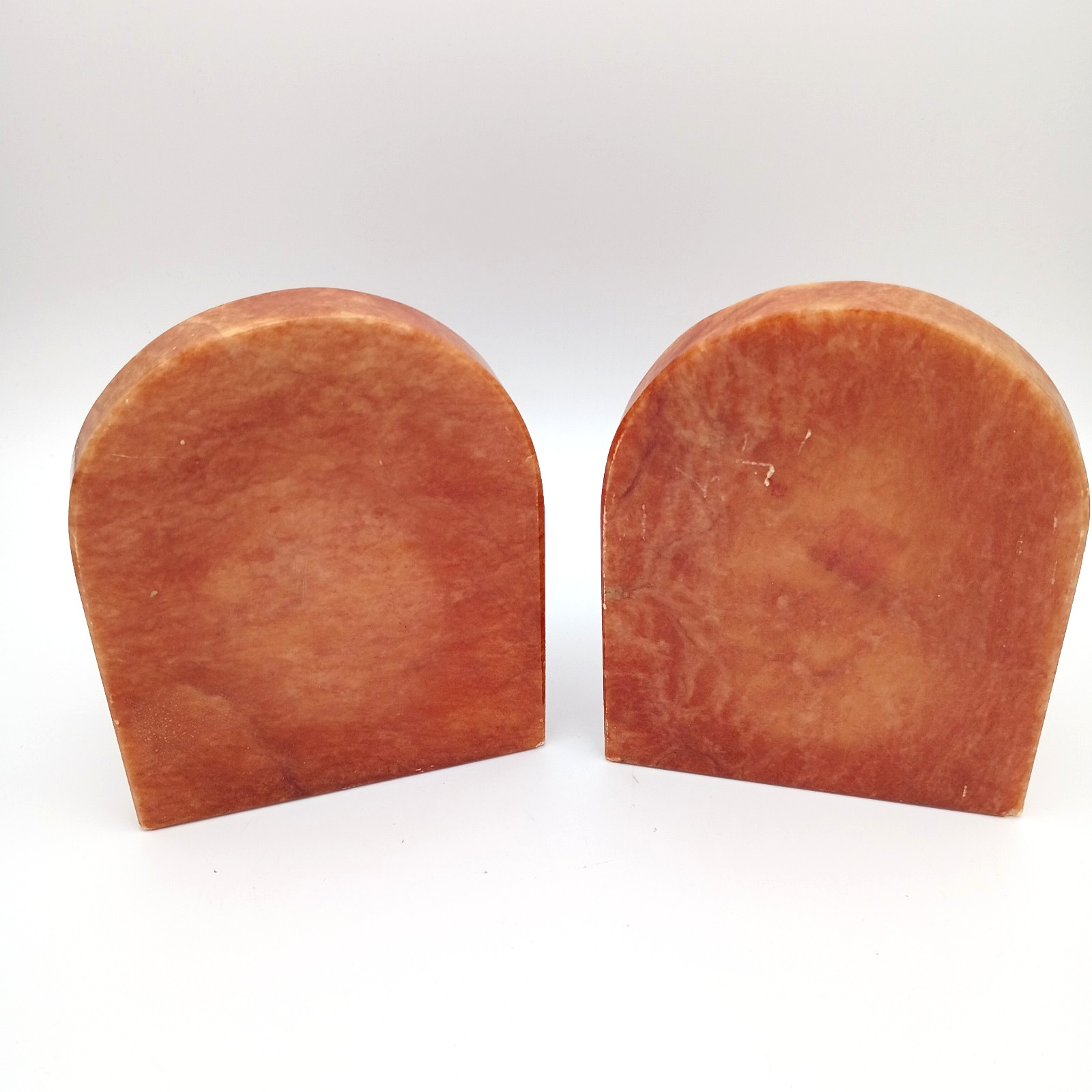 Vintage Amber Marble Stone Bookends MCM Art Deco Italy Mid Century Modern