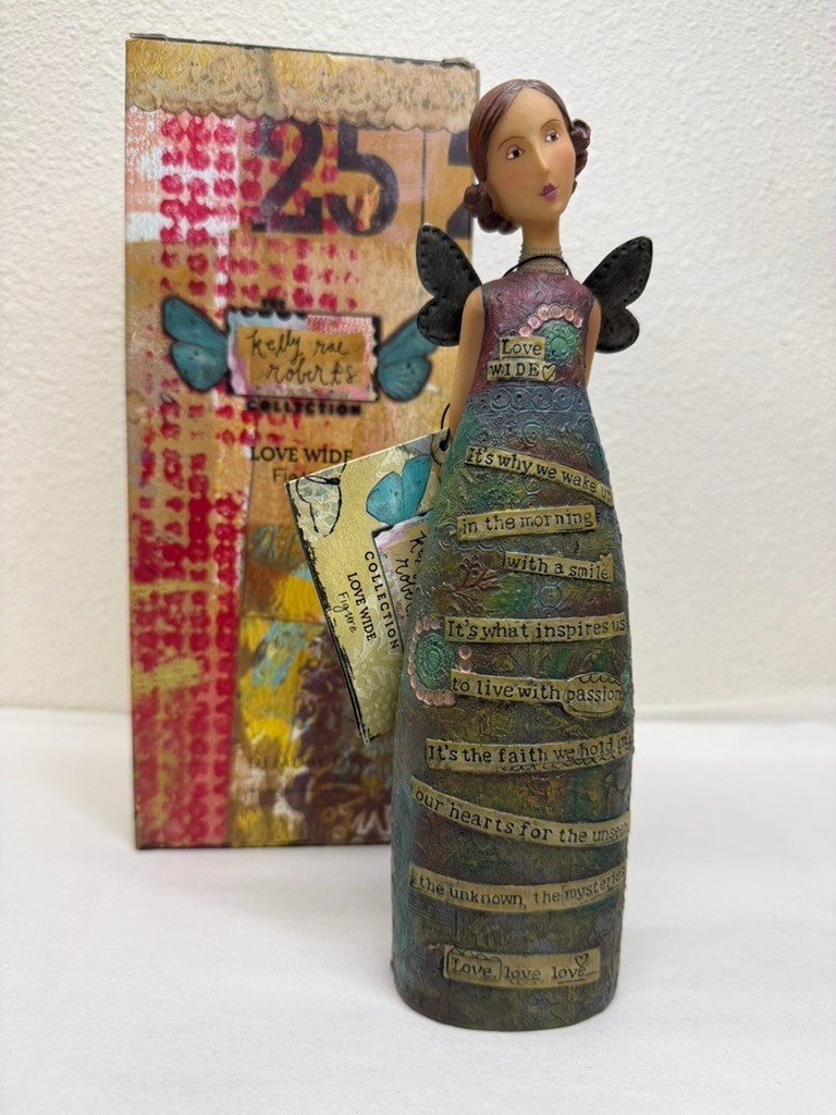 DEMDACO Kelly Rae Roberts 16080 LOVE WIDE Resin Angel Figurine with box