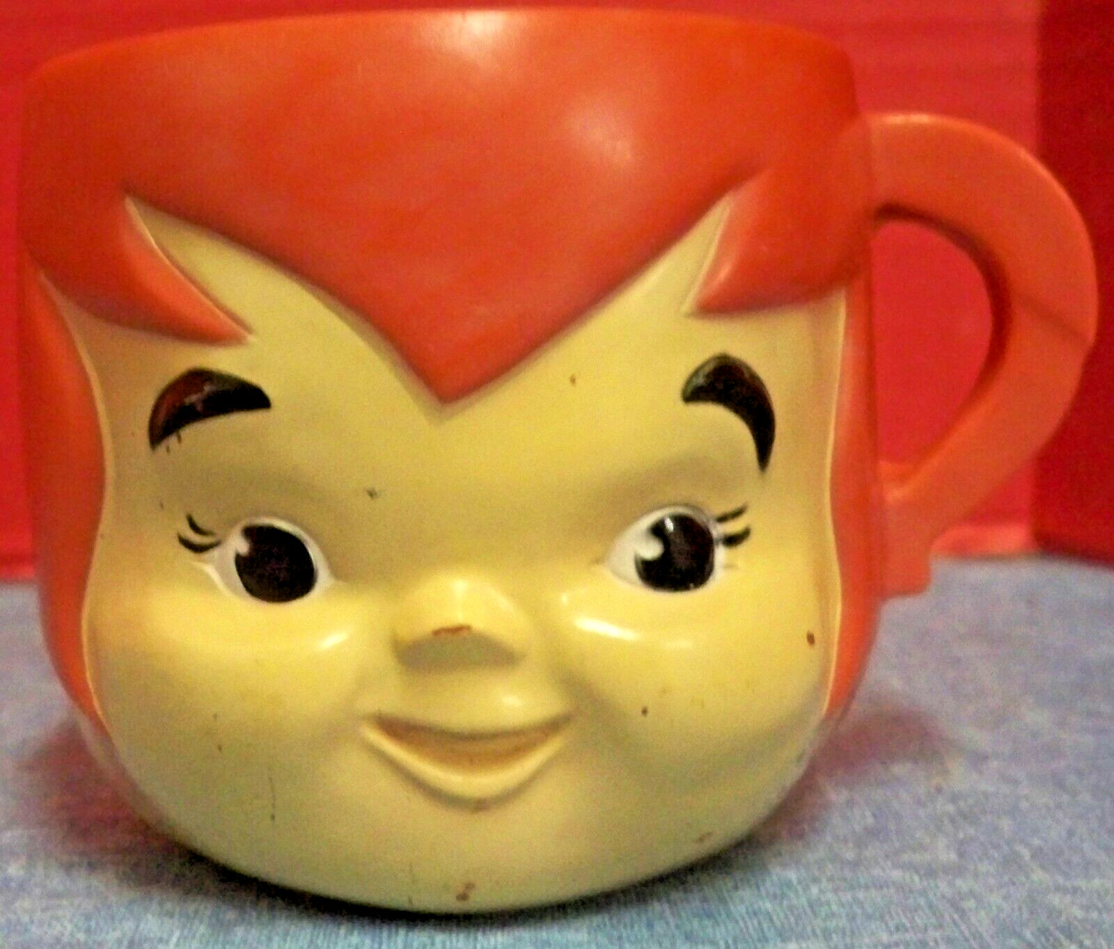 Vintage 1972 Flintstones Pebbles Plastic Cup Hanna-Barbera Multiple Vitamins