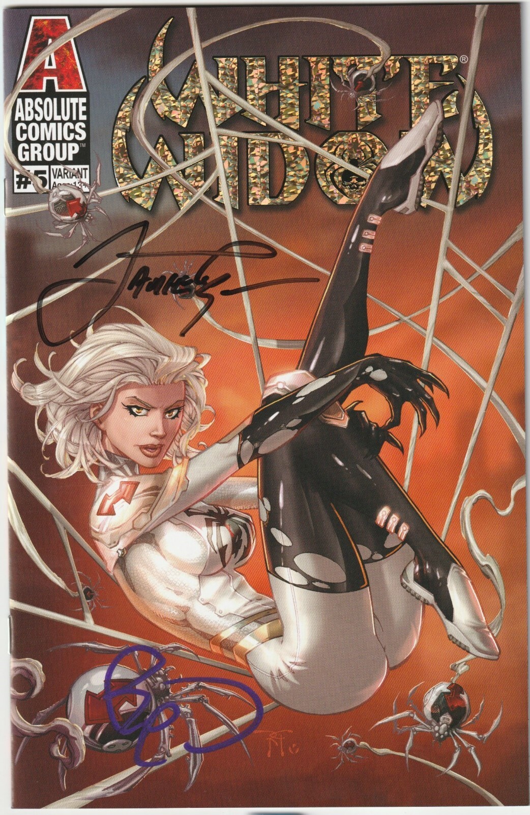 White Widow #5 Kickstarter Randy Green Gold Holo-Foil 2x Signed COA (NM+)