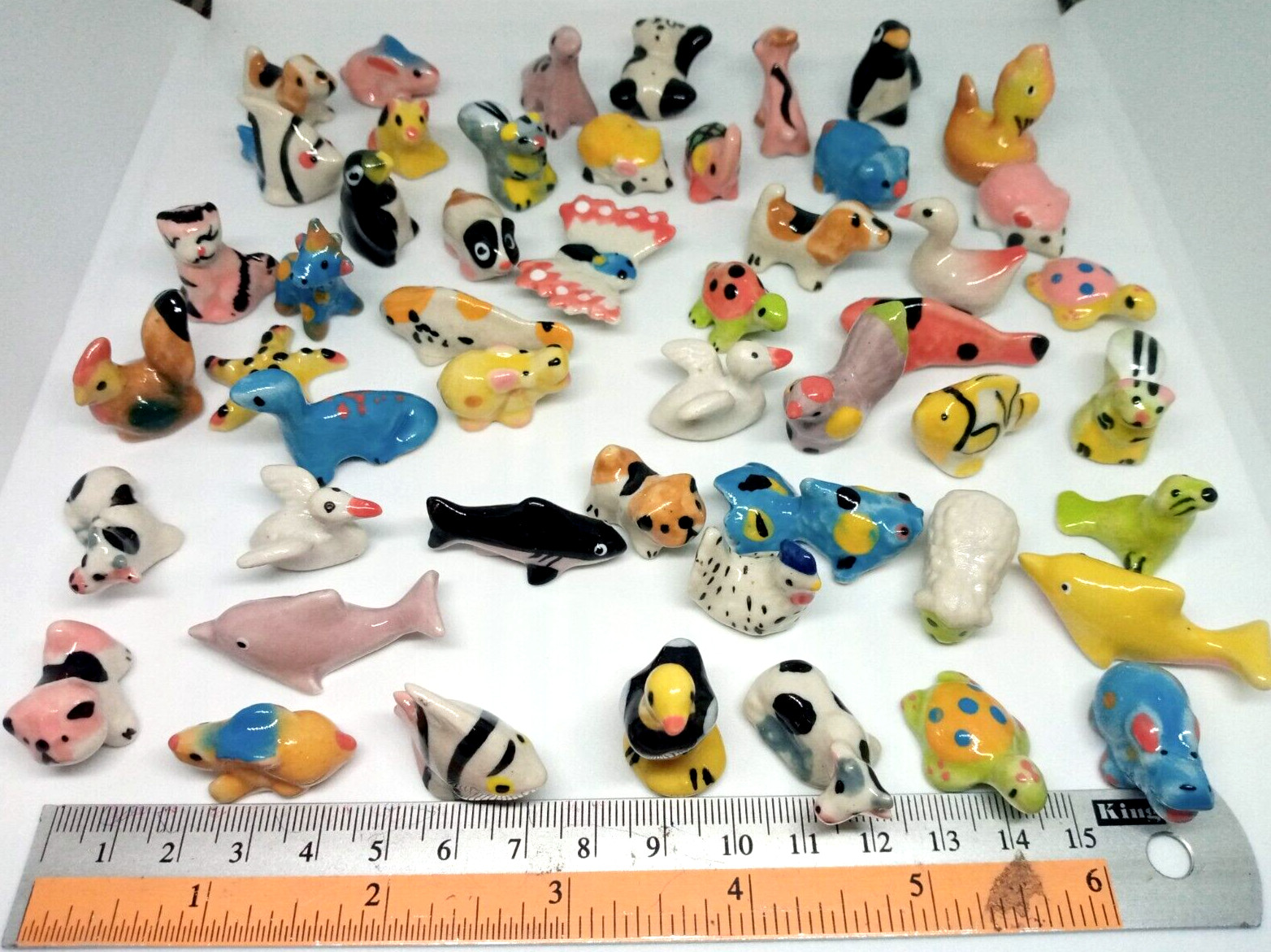Miniature Dollhouse Ceramic Animals Hand Panted Statue Collectibles Lot 50 Pcs/F