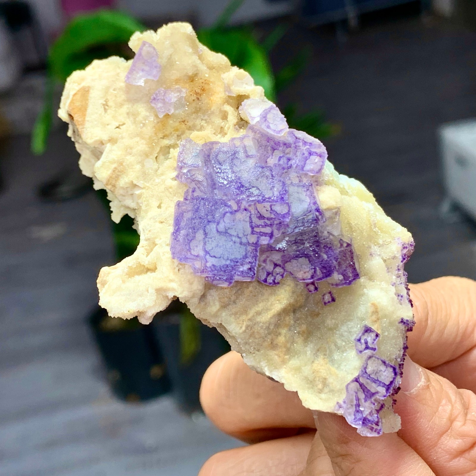 150G Natural Purple green QR code fluorite Cube Crystal Mineral Specimen