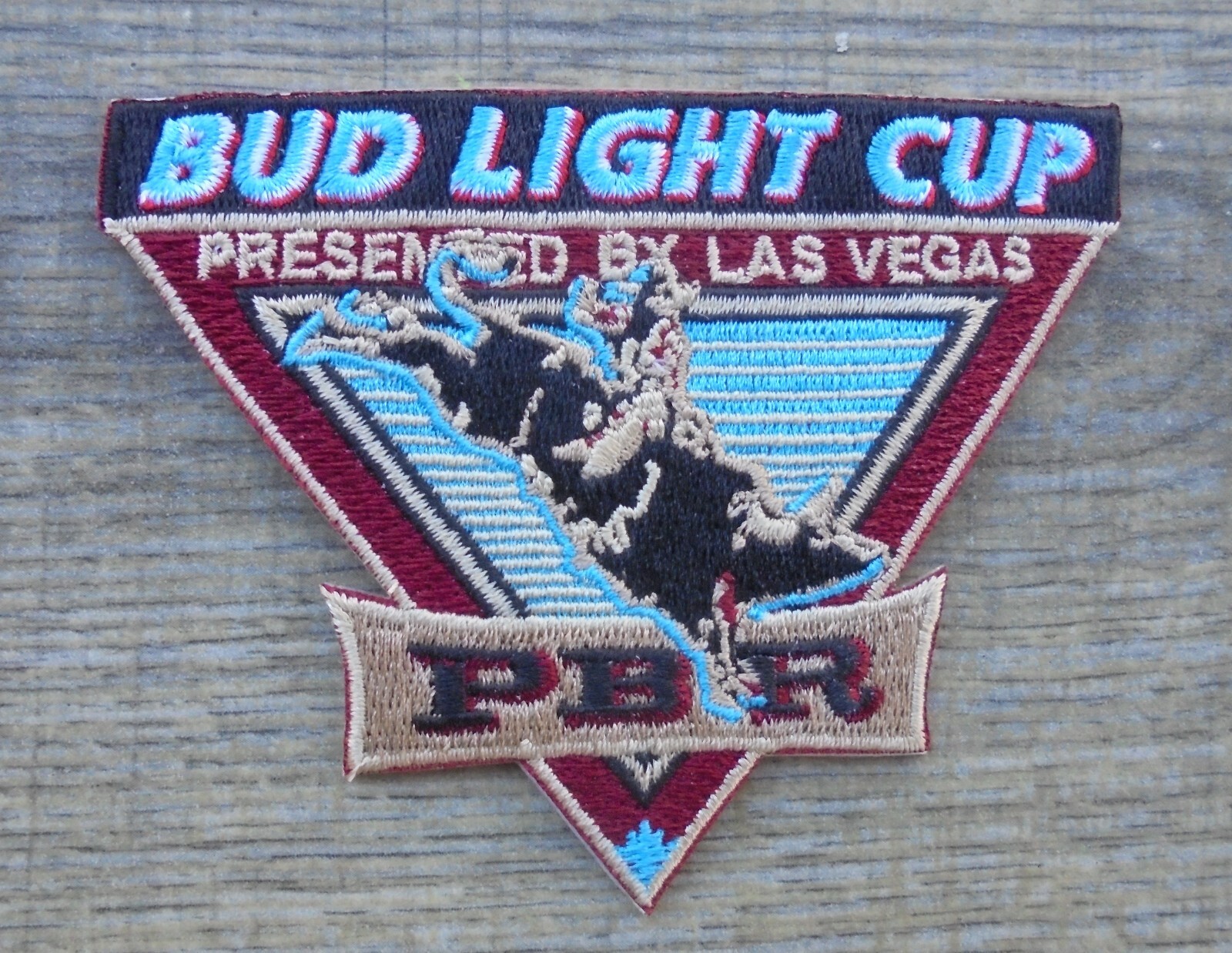 BUD LIGHT CUP “PBR” PRESENTED BY LAS VEGAS IRON ON PATCH 3.75 BY 3″