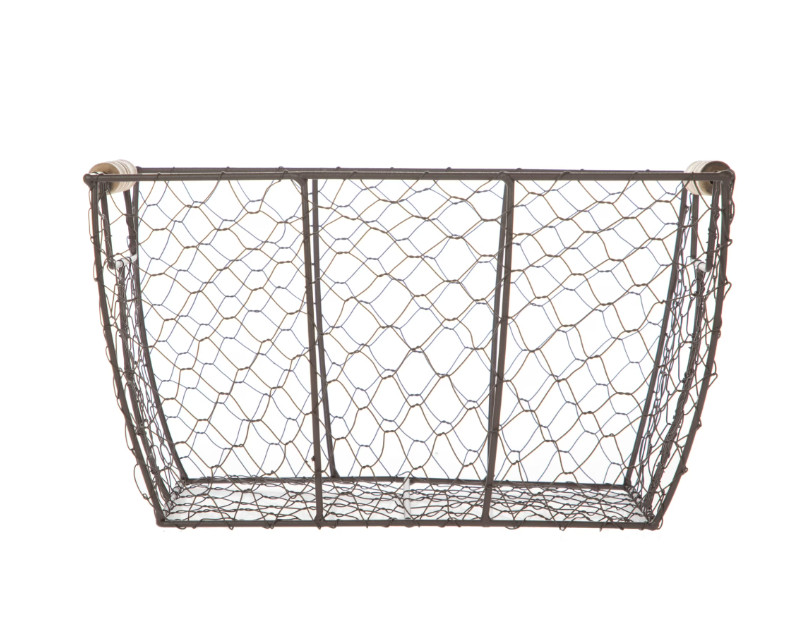 Decorative Brown Chicken Wire Basket with Wooden Handles