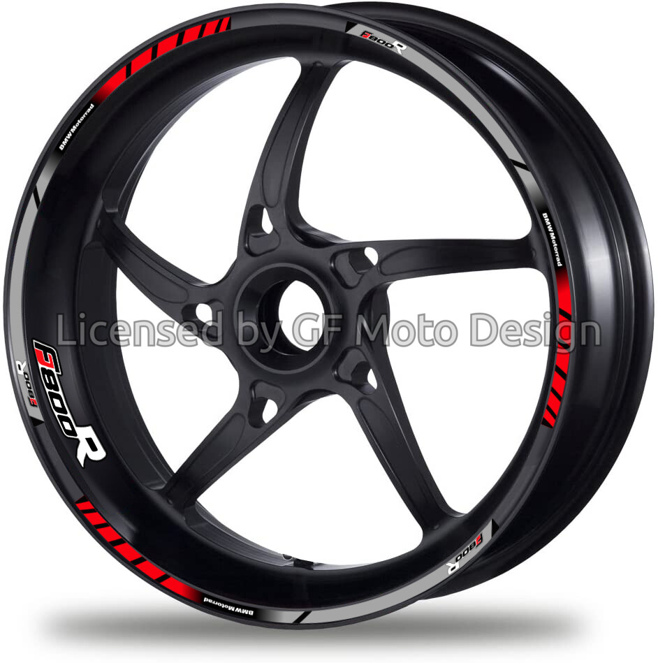 BMW F800R motorcycle wheel decals 12 rim stickers set stripes f800 R Grey/Red