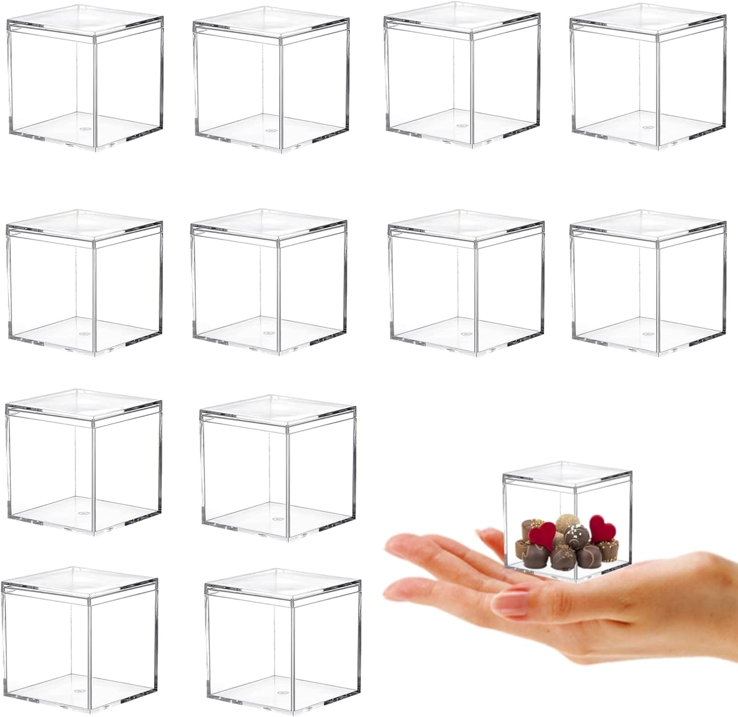 Acrylic Box Small Clear Boxes with Lid 12 Packs Small Acrylic Candy Box Display