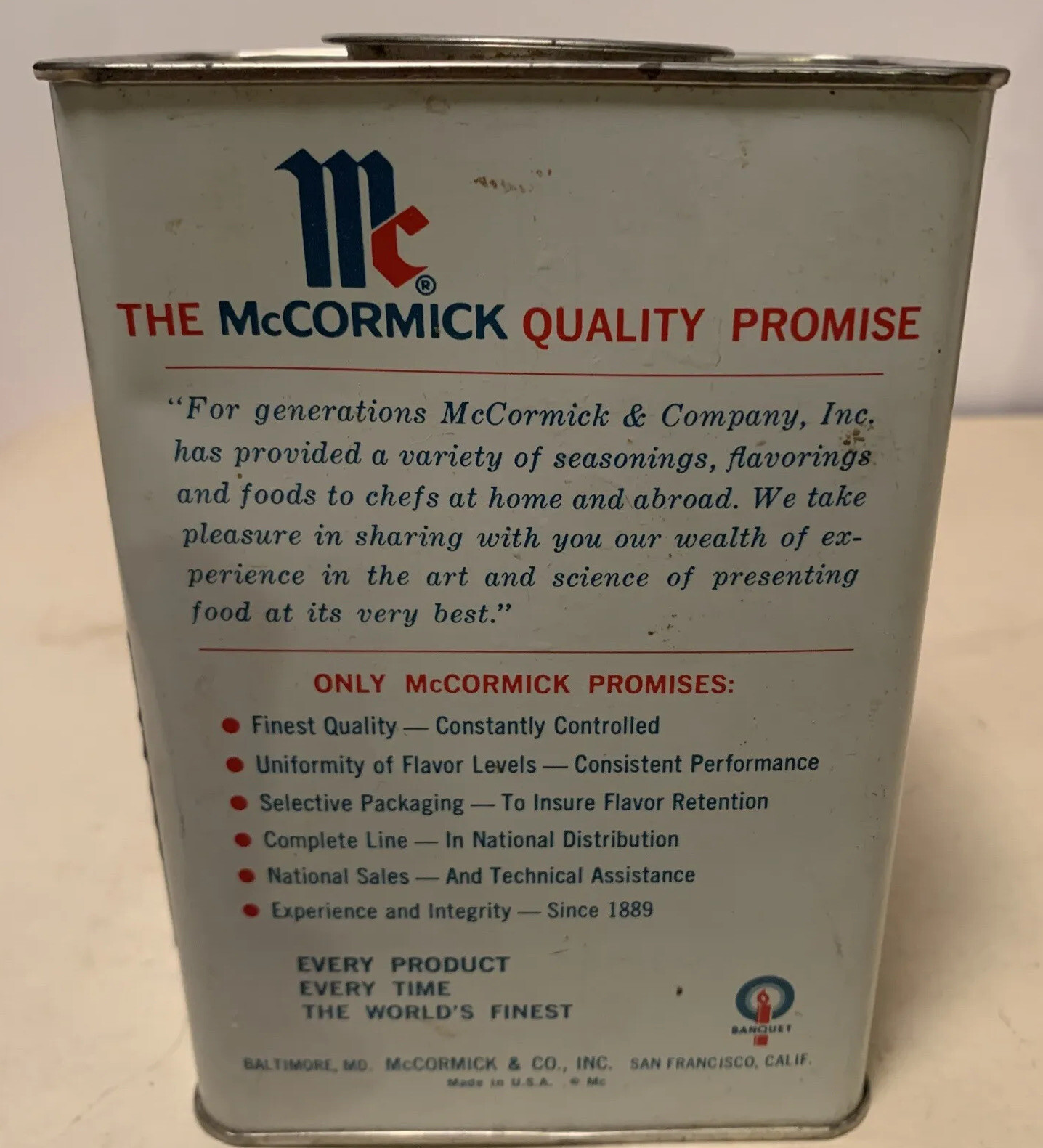 Vintage McCormick Ground Jamaica Ginger Display tin Institutional Size 1 Lb FULL
