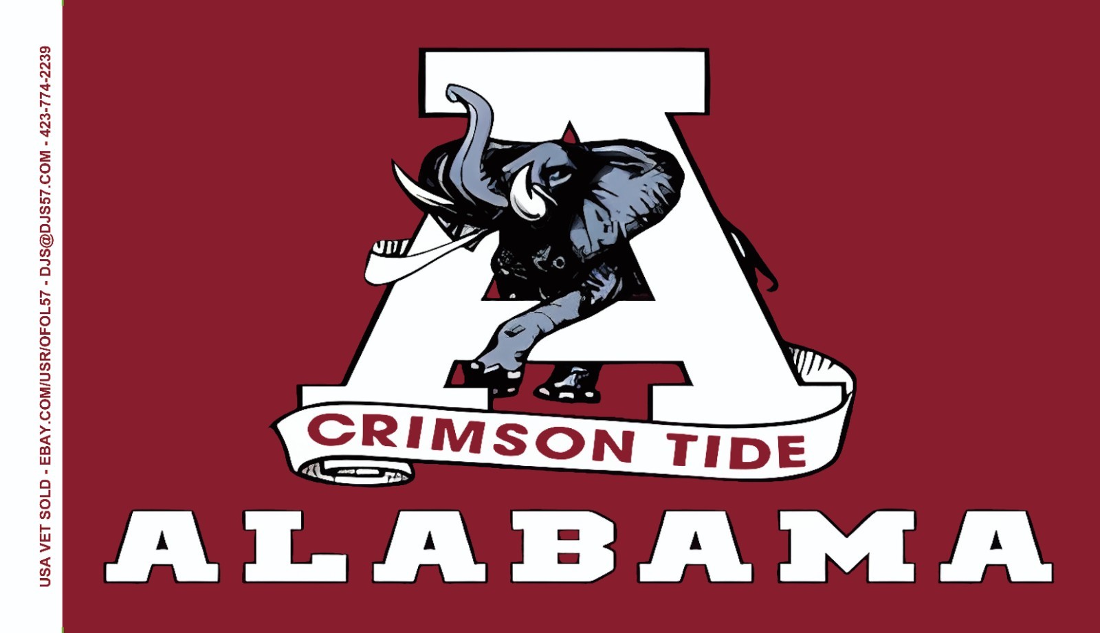 A 98-D ALABAMA CRIMSON TIDE 2 SIDED MIRROR BACK Of Front 3×5 Flag
