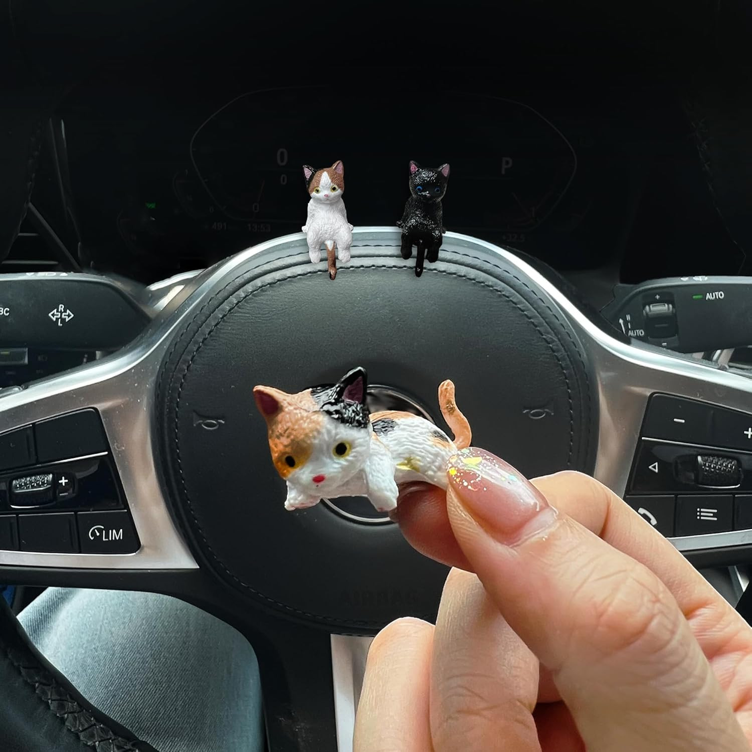 8 Pcs Mini Cat Figurines,Tiny Desk Cats for Computer Monitor, Shelves,Car Das…