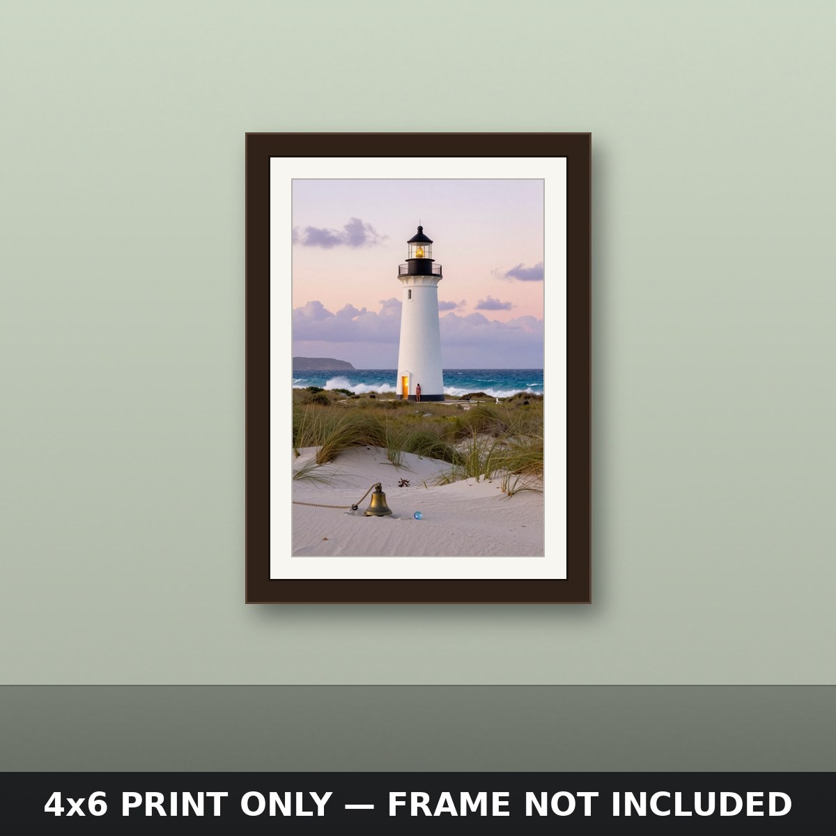 Beautiful Mexican White Conical Coastal Lighthouse Black 4X6 Fantasy Photo