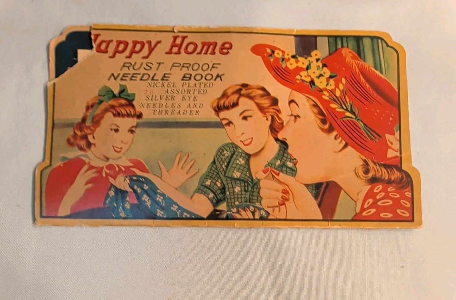Happy Home Rust Proof Nickel Plated Silver Eye Needles Needle Book Vintage