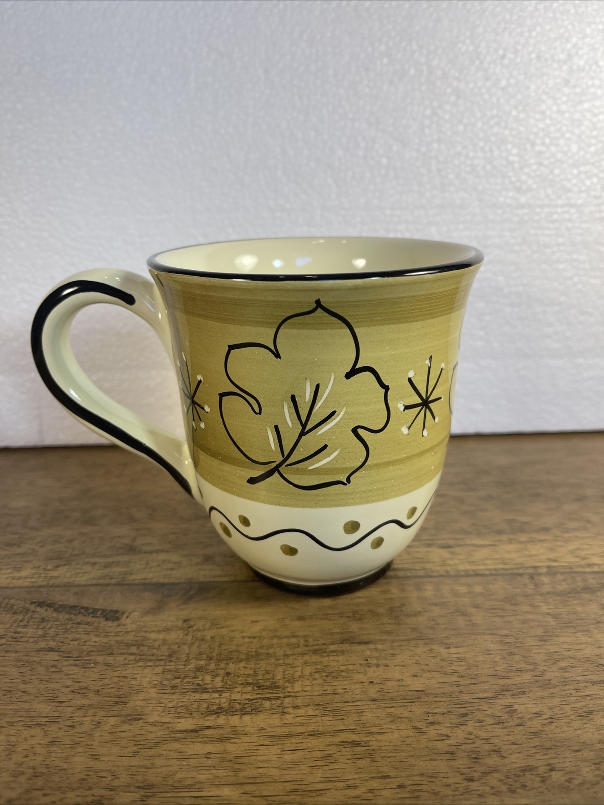 Starbucks 2002 Barista Hand Painted In Italy Green Leaf Mug 16 Ounces