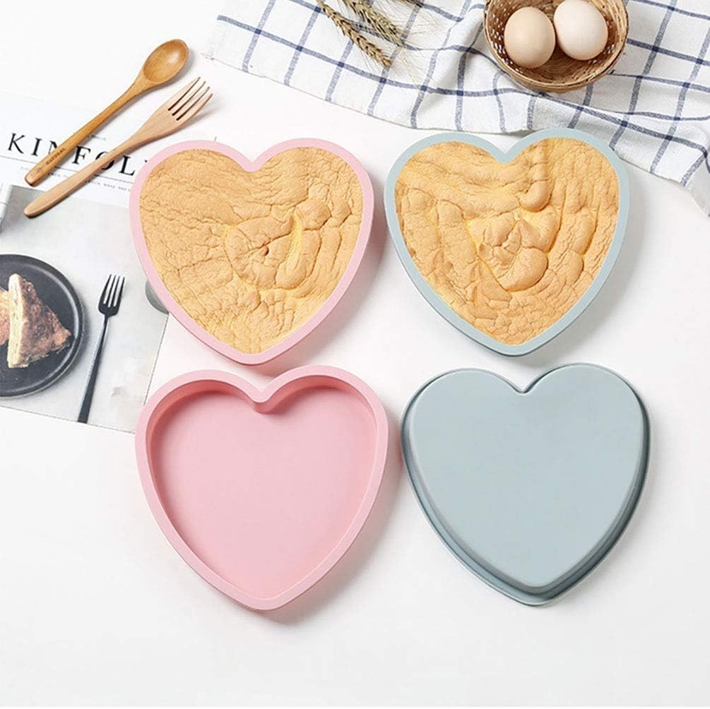 2pcs Heart Cake Pan Silicone Mold Non-Stick Baking Bakeware 8 Inch Valentine