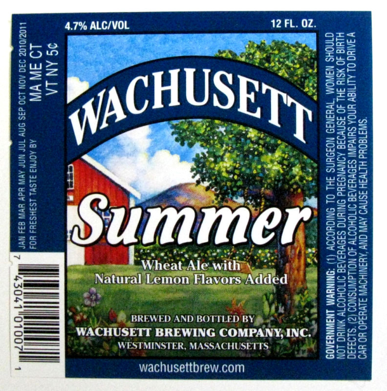 Wachusett Brewing SUMMER full color beer label MA 12 oz 4.7% ABV Var. #2