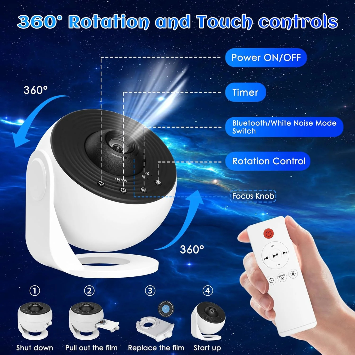Galaxy Projector for Bedroom Pro Version, HD 12 in 1 Film Discs Star Projector G