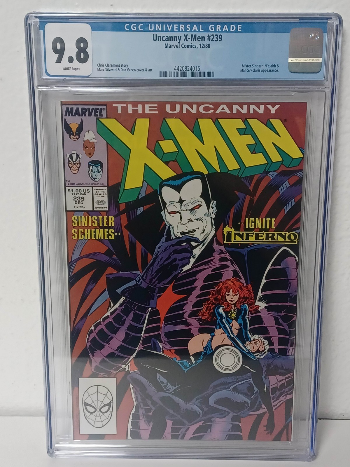 UNCANNY X-MEN #239 (Marvel Comics, 1988) CGC Graded 9.8  ~SINISTER ~WHITE Pages
