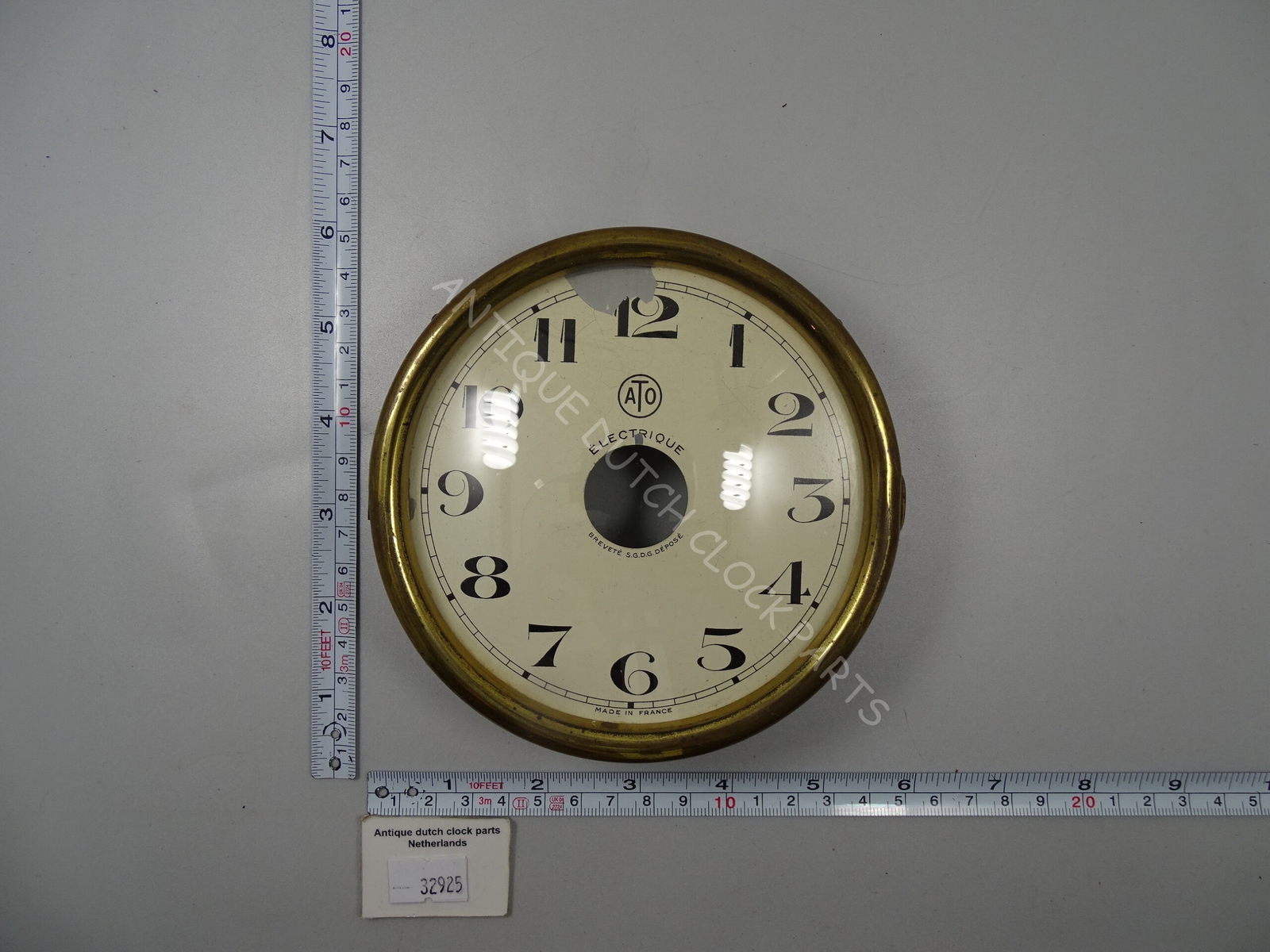 BRASS DOOR WITH CONVEX GLASS FOR AN ELECTRIC FRENCH LEON HATOT CLOCK