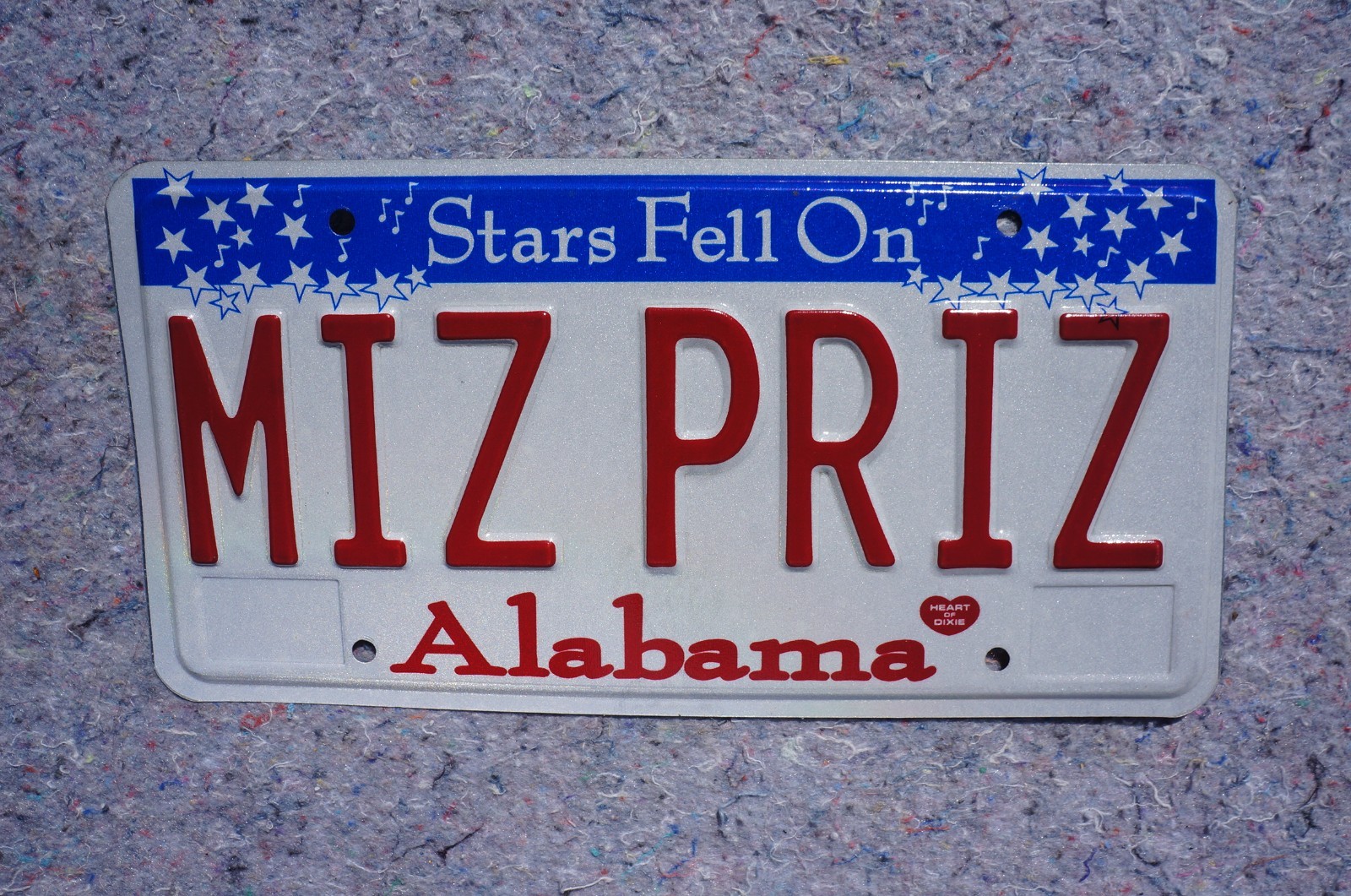 ALABAMA Vanity License Plate – MIZ PRIZ