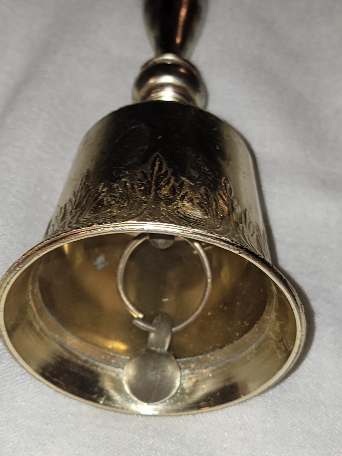 Vintage Unbranded Aluminum Hand Bell Plastic Handle Decorative 10 1/2 in Tall