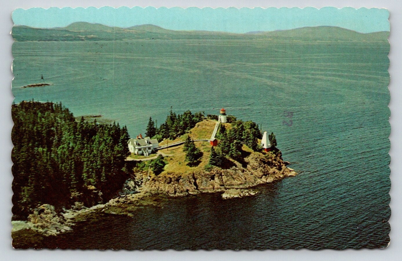 Owl’s Head Lighthouse Maine Aerial View Vintage Postcard 1975 Dexter Press