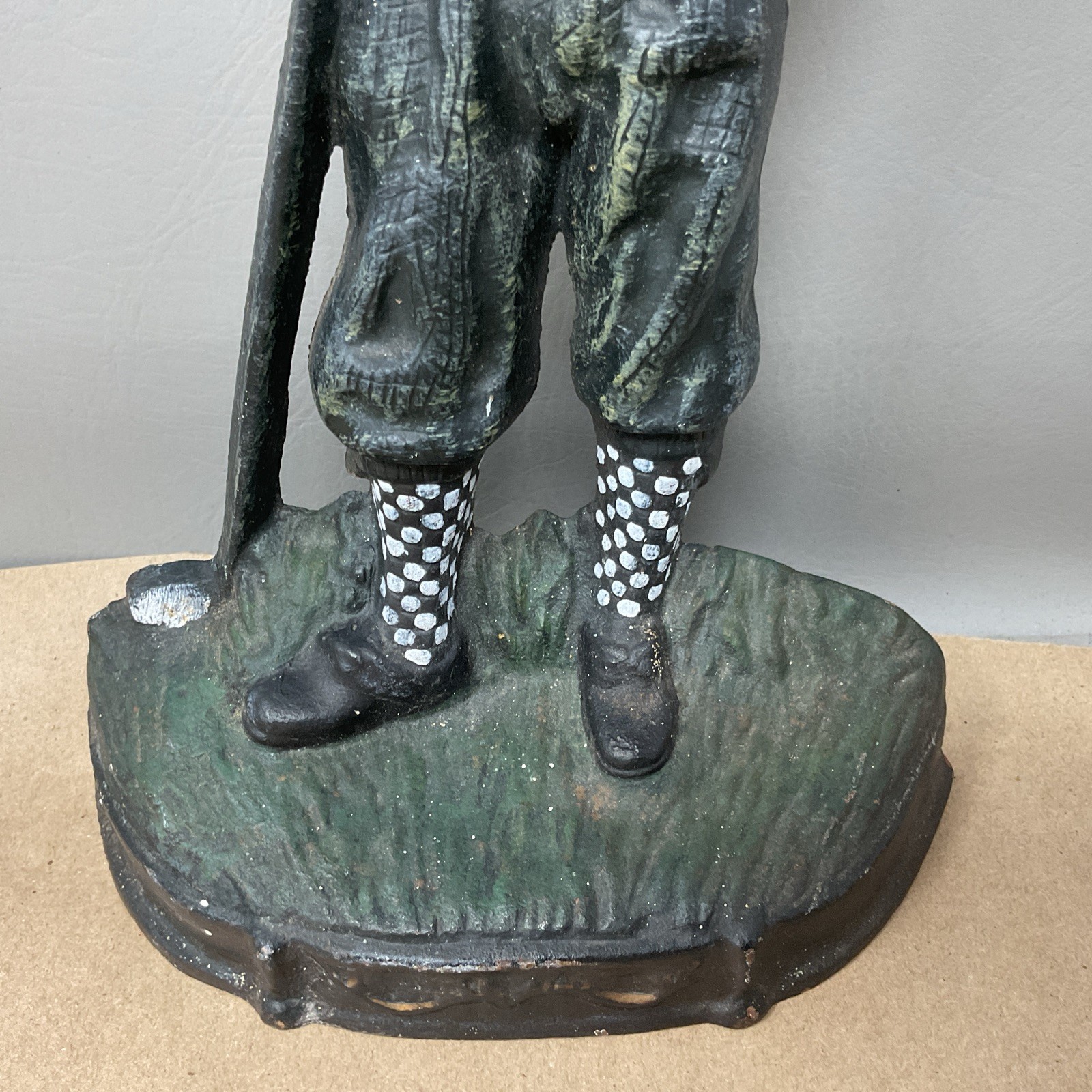 Cast Iron Golfer Doorstop Painted 13.25” Vintage Doorstop Golf 5lb