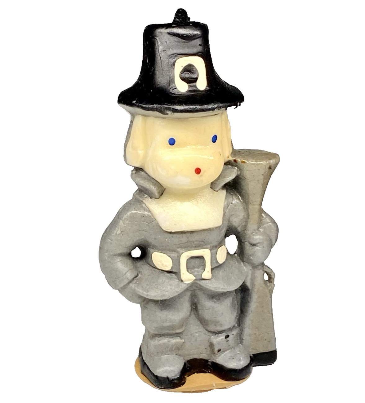 Vintage Gurley Thanksgiving Man Woman Pilgrim Turkey 3 Candles 1950’s 3 in