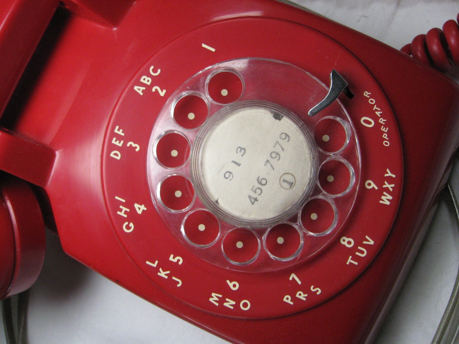vintage ITT RED desktop rotary dial corded telephone phone Model 500 = WORKS !!