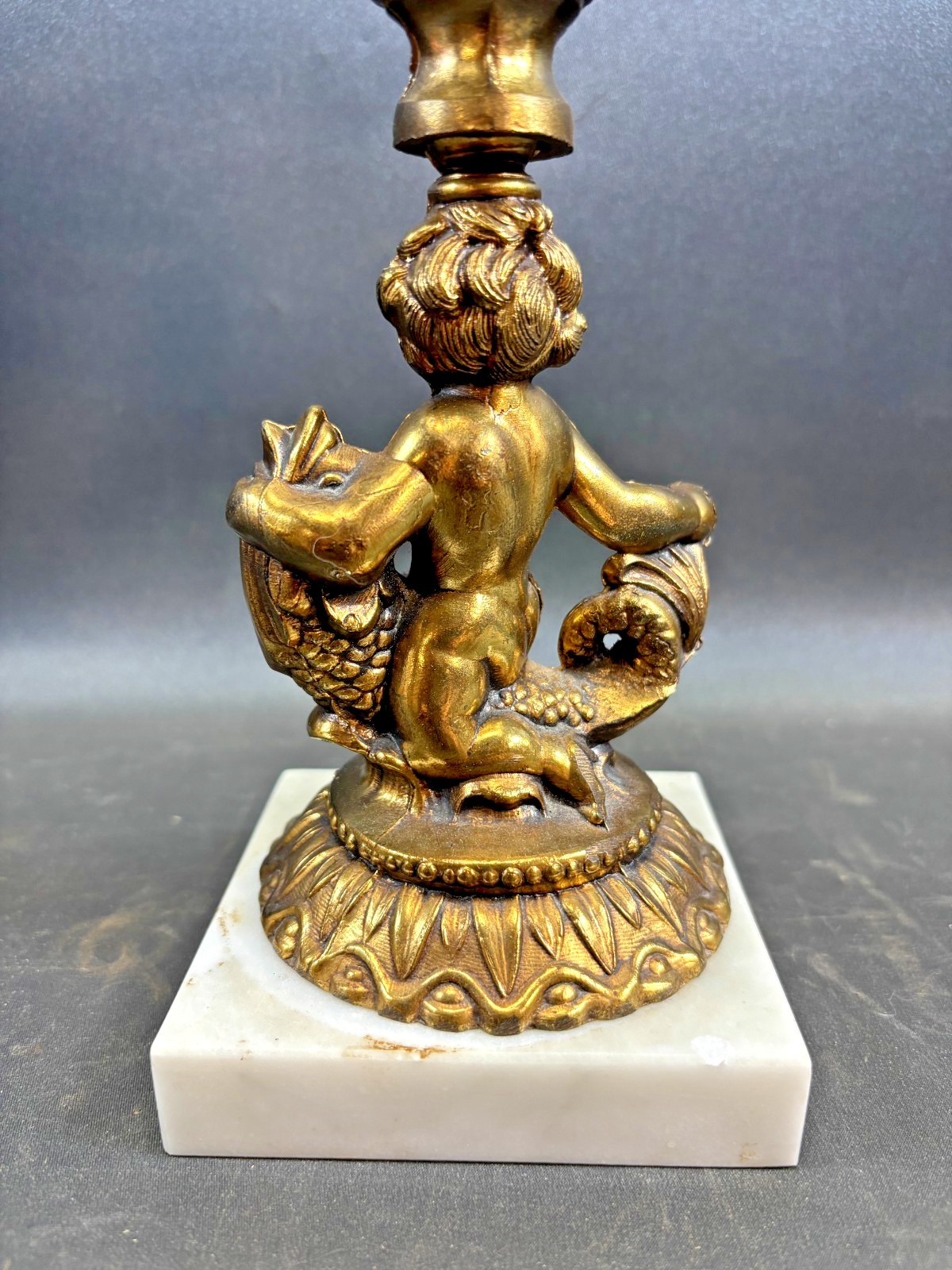 Ornate Scale Of Justice Brass Prism Marble Base Hollywood Regency Vintage 22″