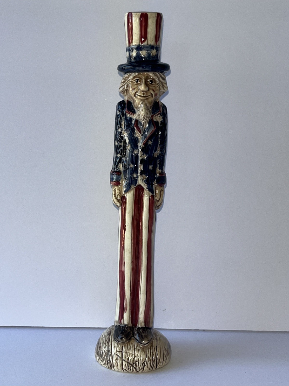 Uncle Sam Ceramic Pencil Figurine 9.5” Patriotic America Ceramic 1993