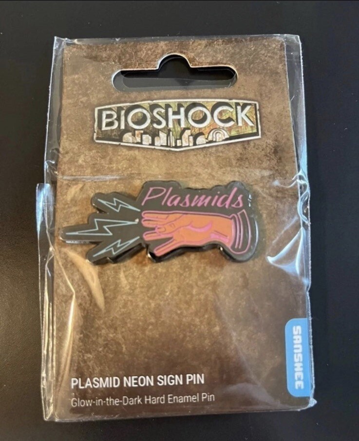 Bioshock Plasmid Glow In The Dark Neon Sign Enamel Pin New in Package