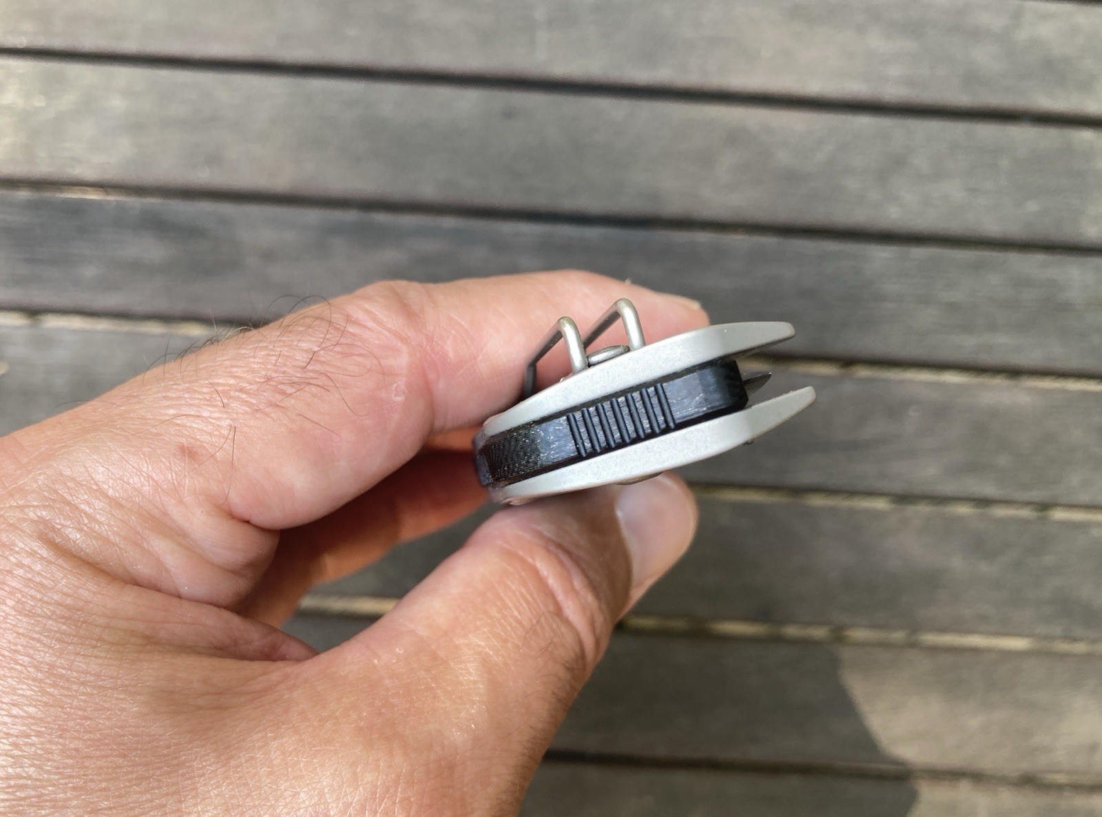 Titanium Framelock Pocket Knife Grey. Thumbhole, Pocket Clip. Excellent!