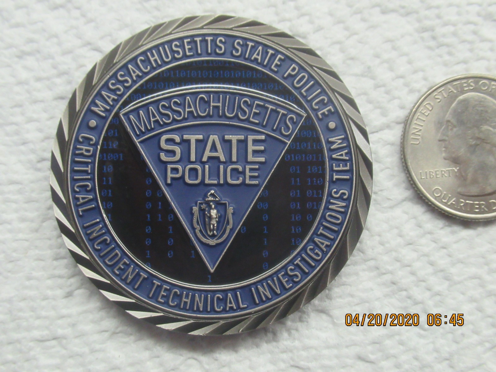 massachusetts state police citi coin for display only lasy one