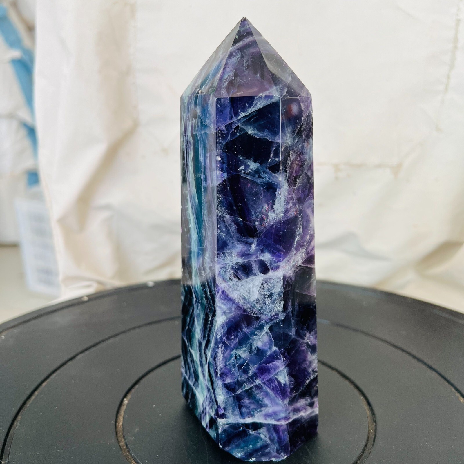 2.97LB Polishing and healing of natural colored fluorite crystal tower 1350g