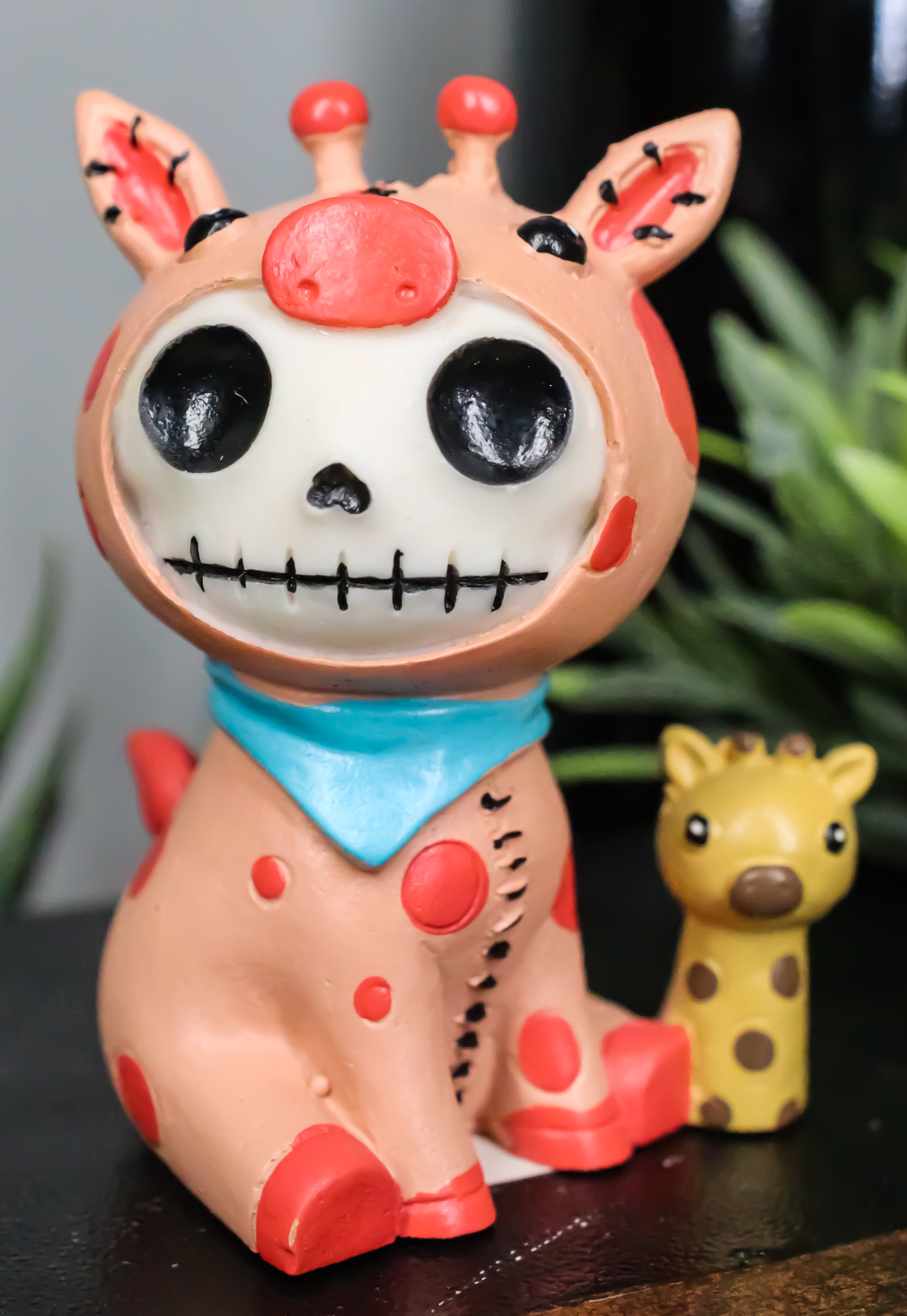 Furry Bones Kirin Pink Polkadot Giraffe Figurine 3″H Voodoo Skeleton Furrybones
